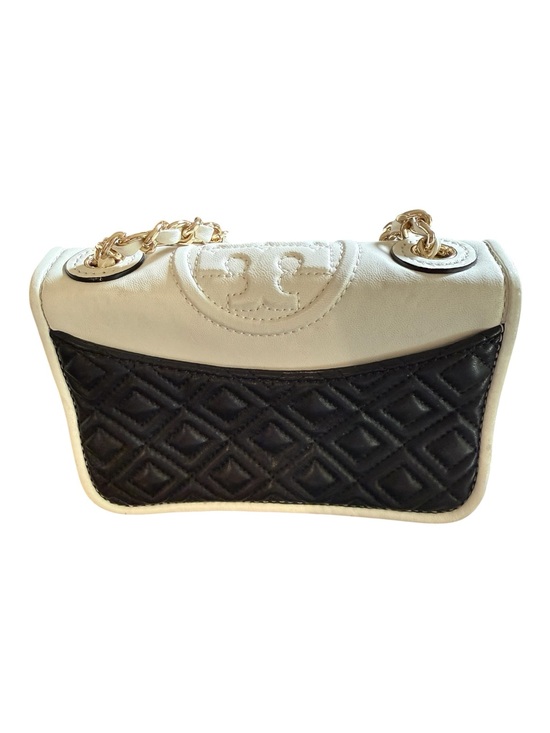 Tory Burch Handbags - Tory Burch White and Black Quilted Crossbody with Gold Chain